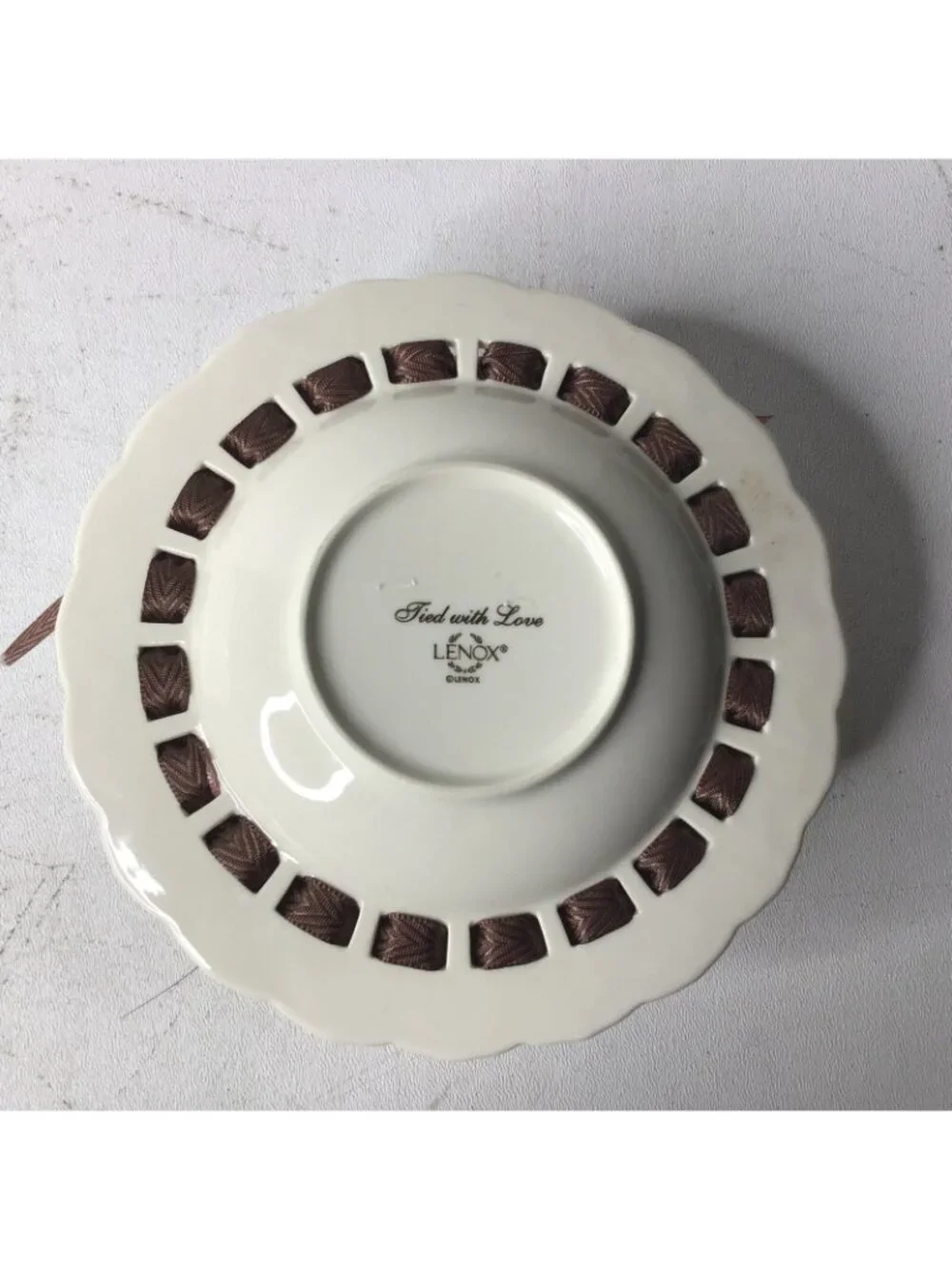 Lenox Tied with Love Cup and Saucer Set Cream Color With Pink Ribbon
